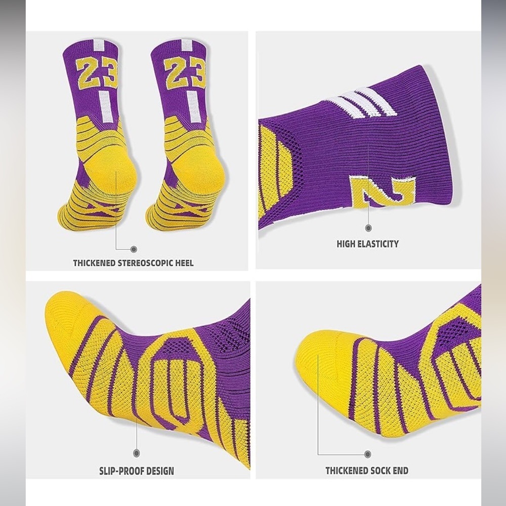 Sport Elite Basketball Socks Athletic Sock Basketball Fans Warm Crew Socks 24 - Picture 4 of 4